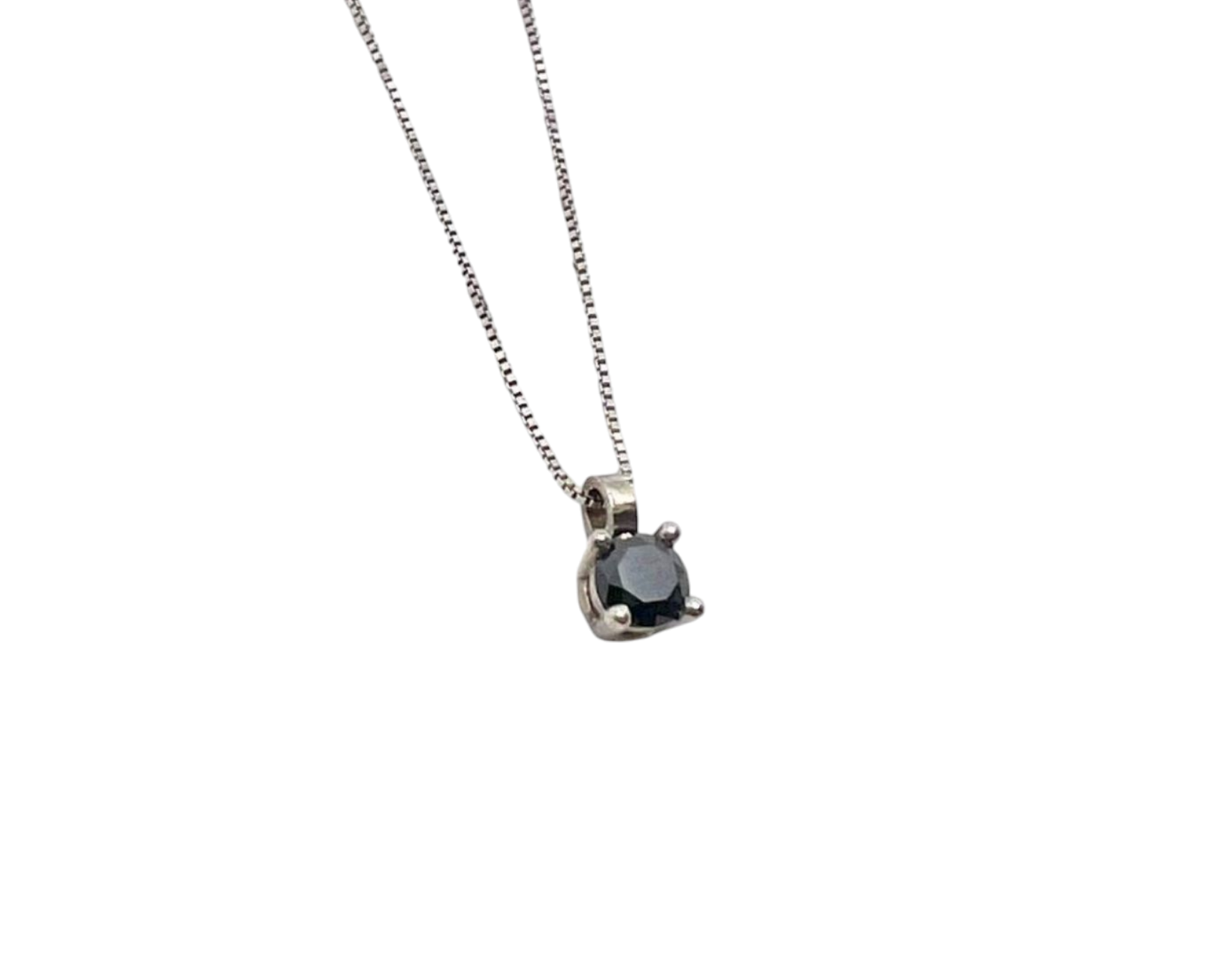 Collana con ciondolo -18 carati Oro bianco Diamante (Naturale) nero 0.45ct