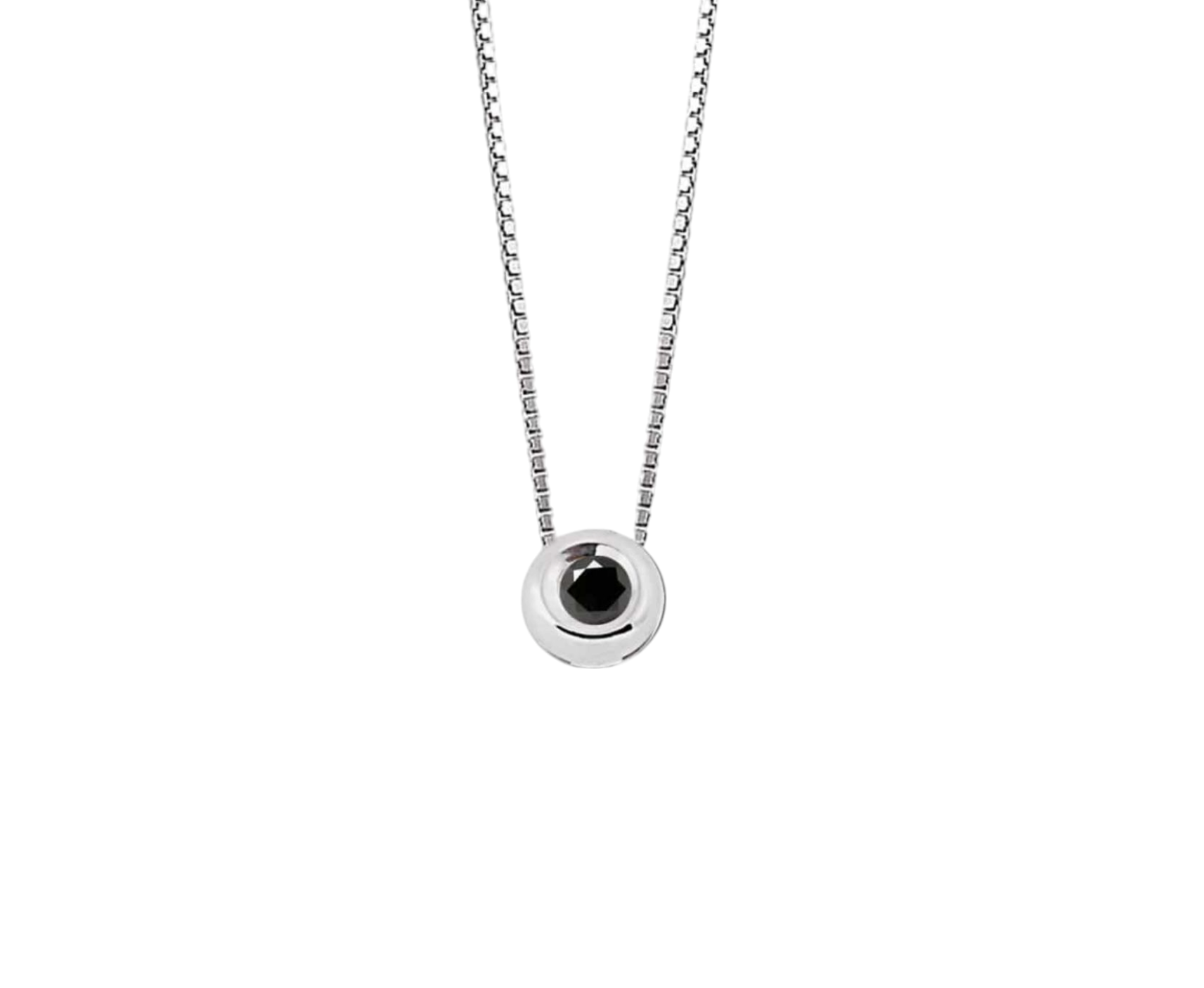 Collana con ciondolo -18 carati Oro bianco Diamante (Naturale) nero 0.12ct