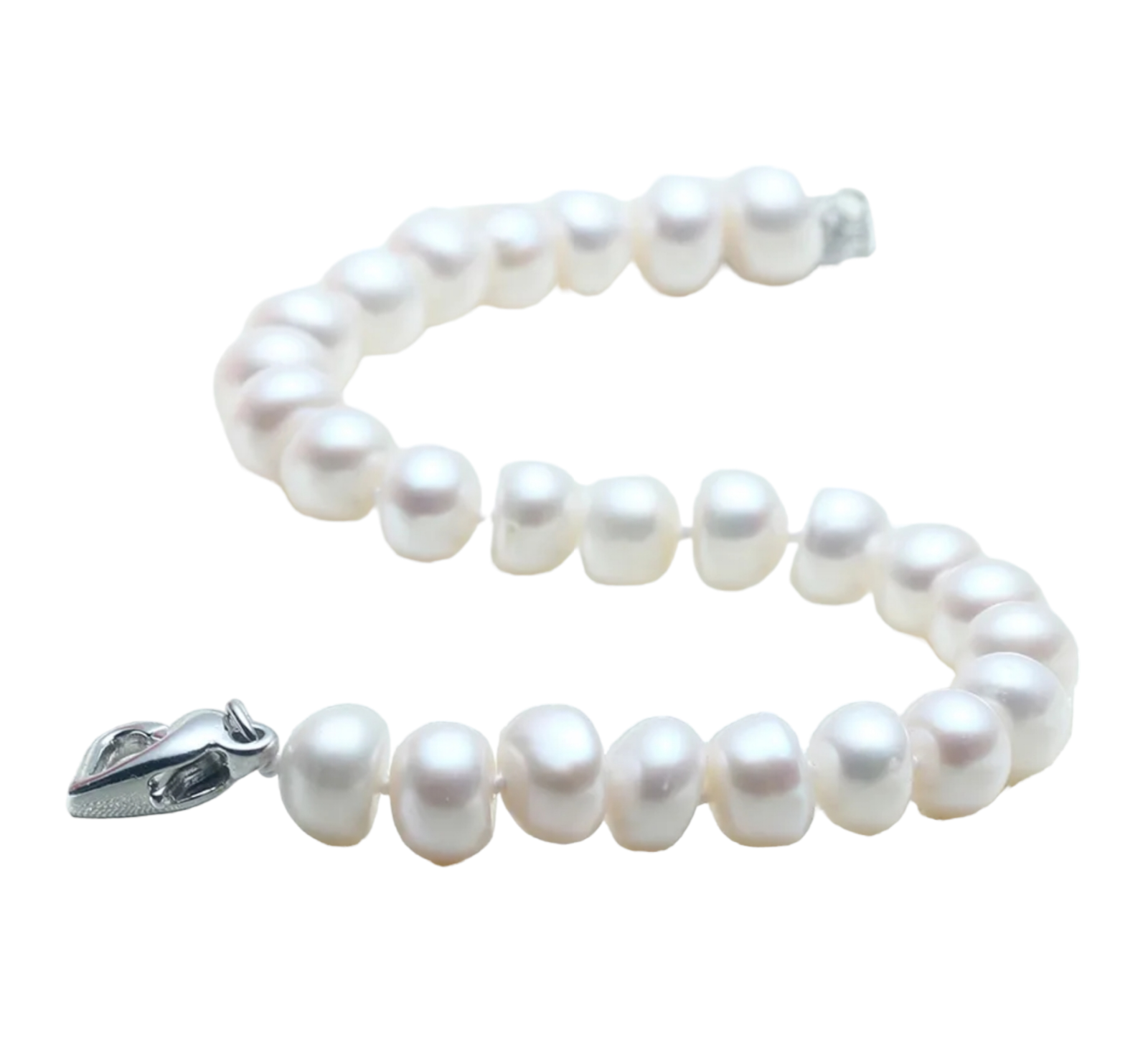 bracciale in oro bianco 18k con 1 fila di  perla naturale australiane 9mm