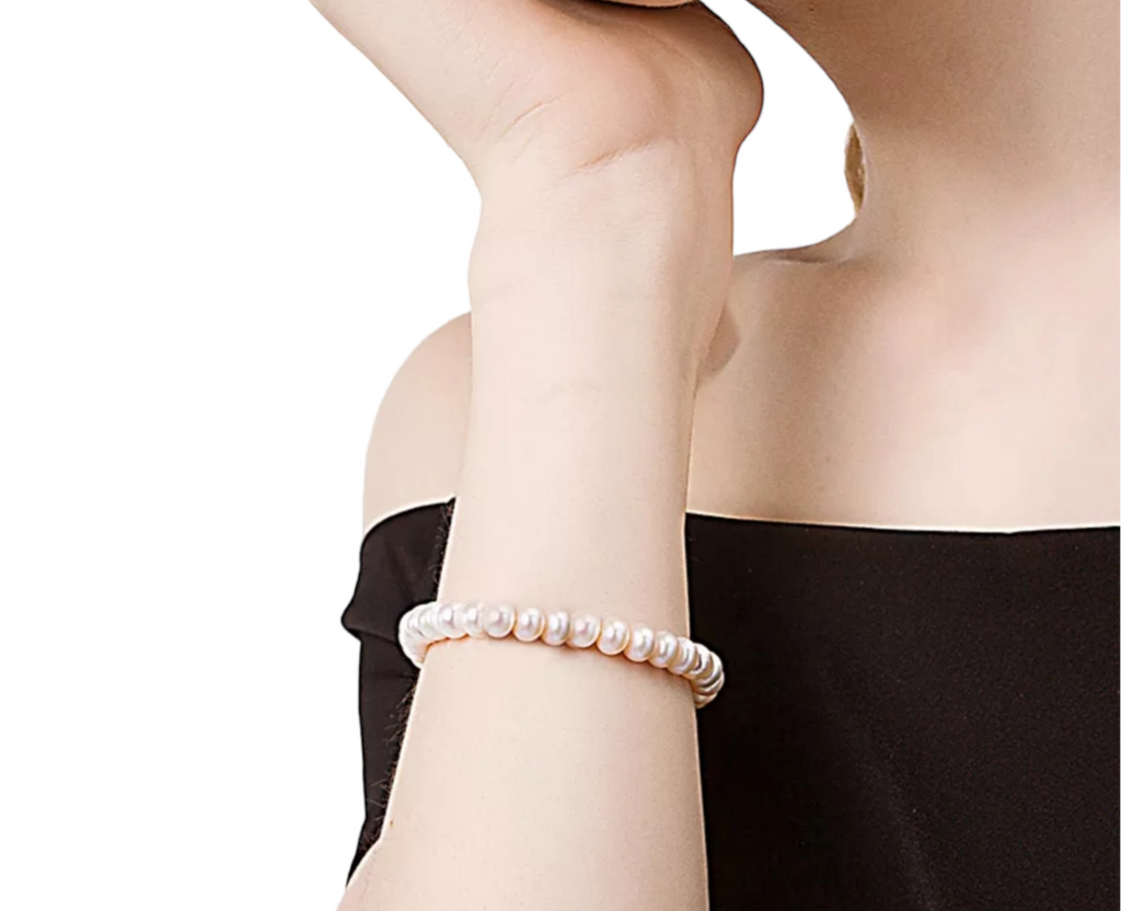 bracciale in oro bianco 18k con 1 fila di  perla naturale australiane 9mm