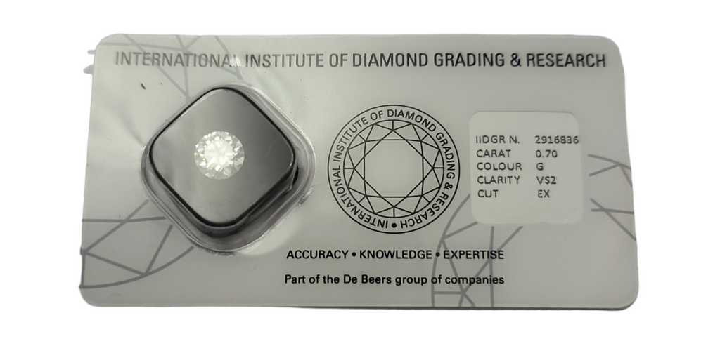 diamante naturale certificato taglio brilliante 0,70 ct colore G VS2