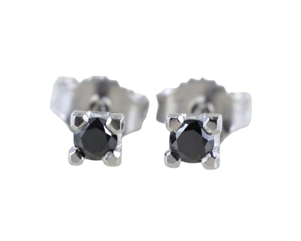 Orecchini punto luce con diamanti naturali neri 1.00 ct