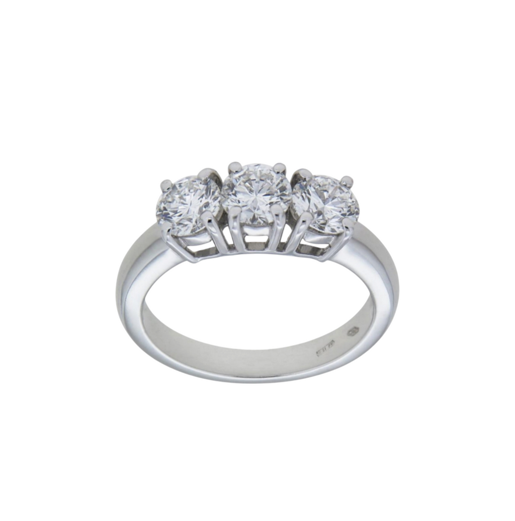 Anello trilogy , diamanti naturali 0.60ct certificato IGI D IF