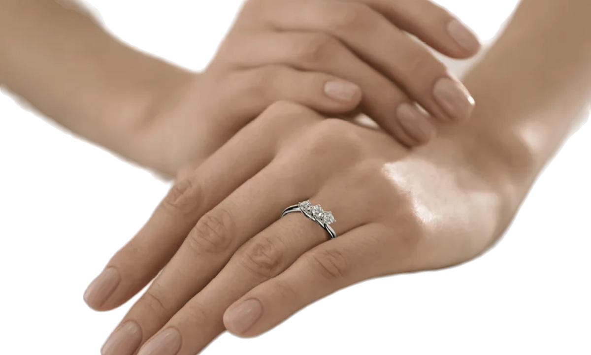Anello Trilogy certificato HRD ANTWERP in oro bianco 18k e 3 diamanti naturali 0,52 ct
