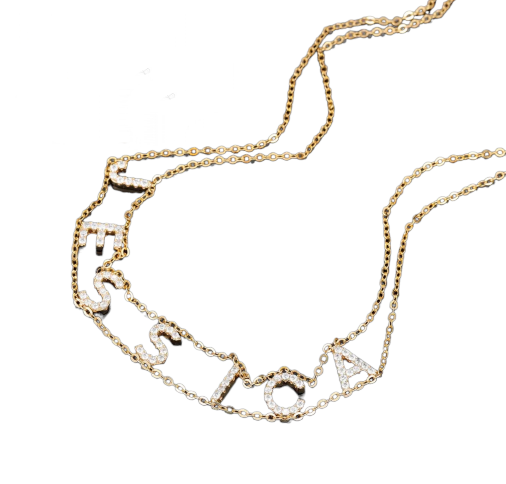 Girocollo personalizzato in oro giallo 18k 750 con brilliantini naturali