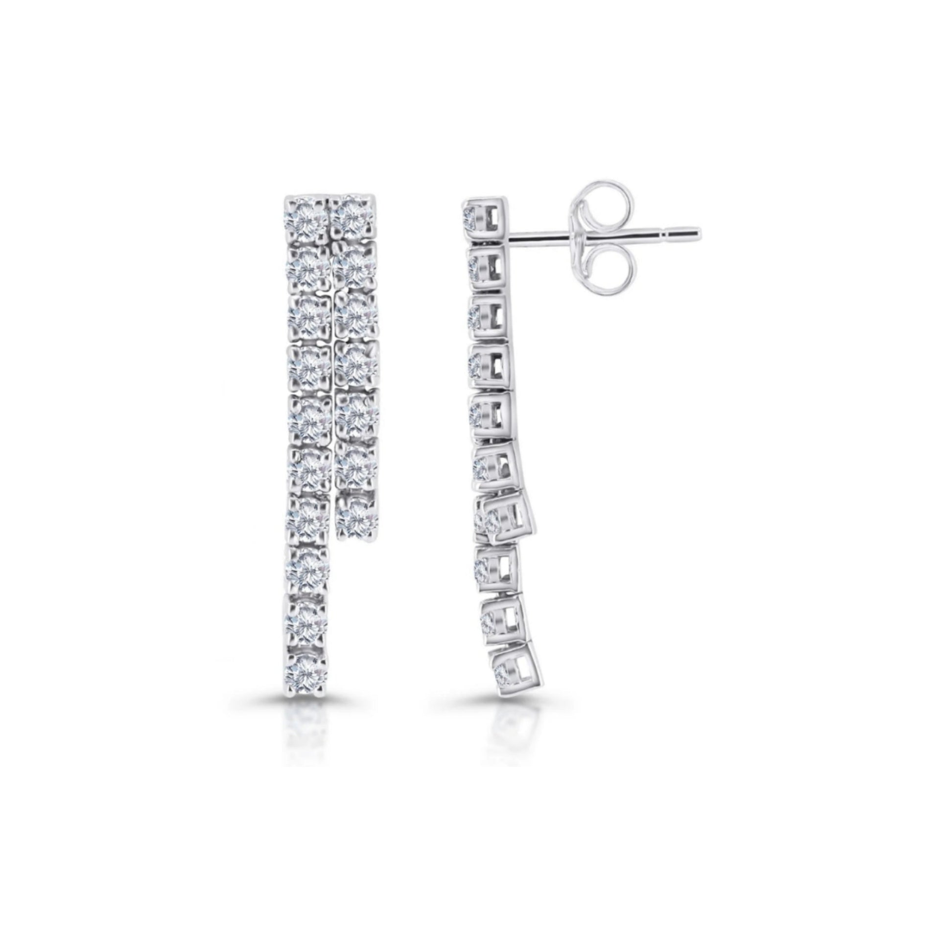 orecchini tennis in oro bianco 18k e 2 diamanti naturali 1,36ct