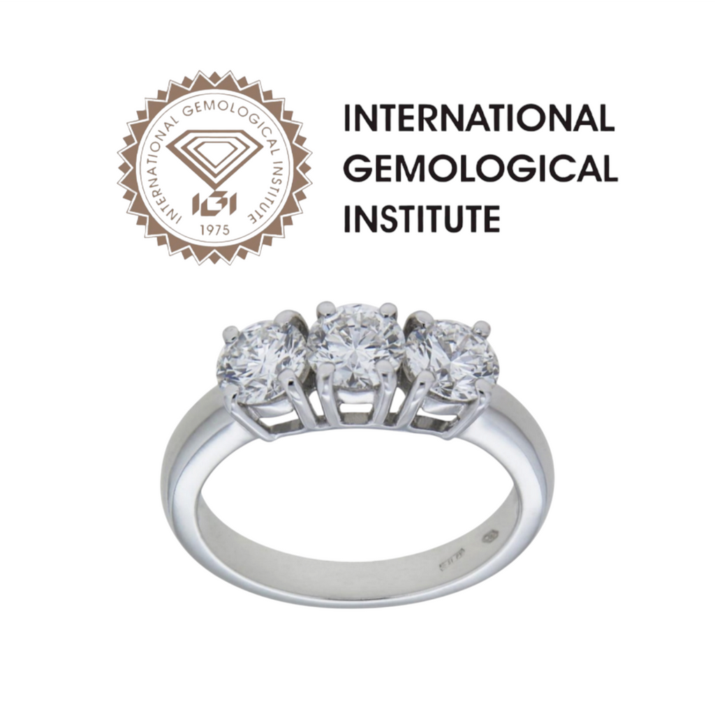 Anello trilogy , diamanti naturali 0.90ct certificato IGI D IF