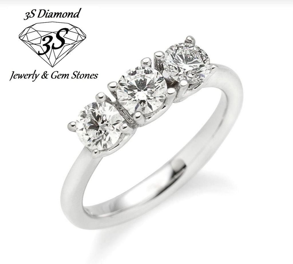anello trilogy in oro bianco 18k con 3 diamanti naturali 1,50ct