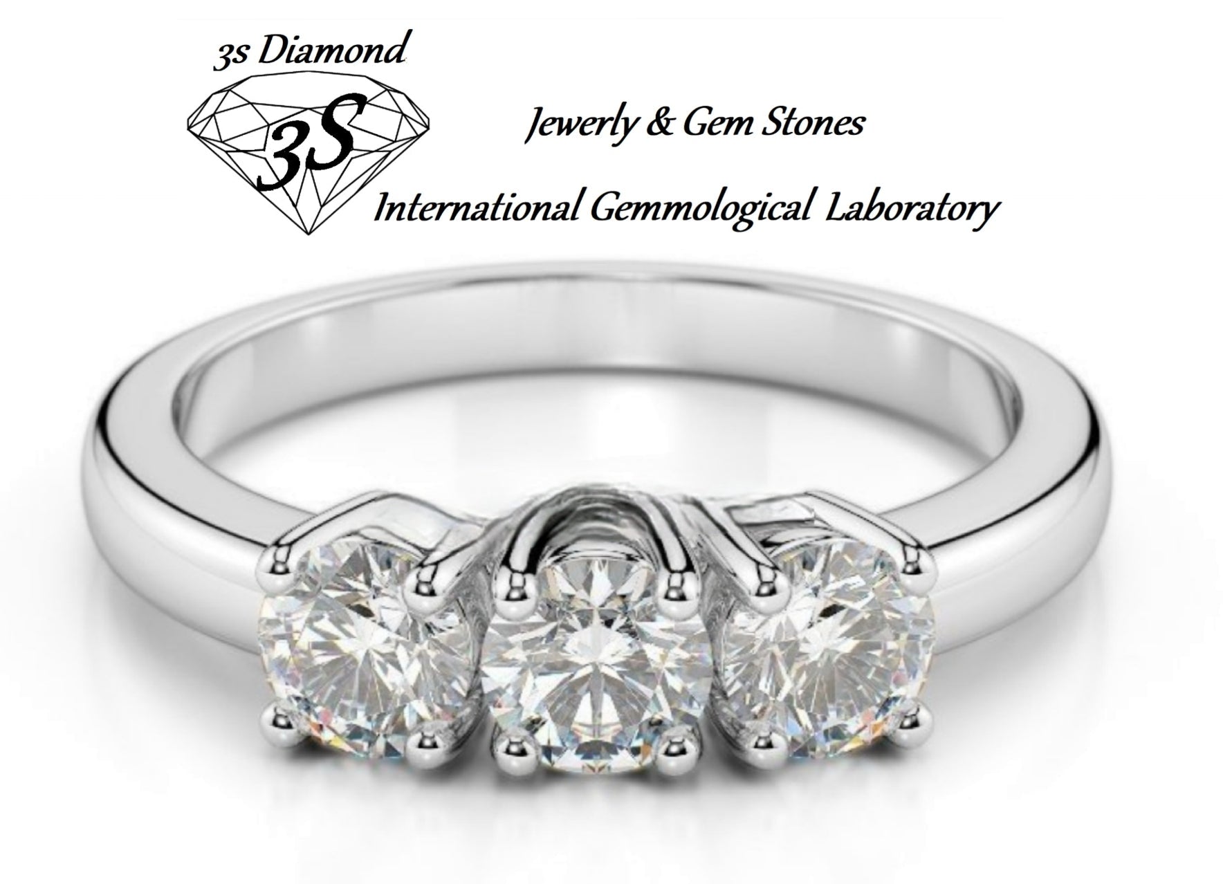 anello trilogy in oro bianco 18k con 3 diamanti naturali 1,50ct