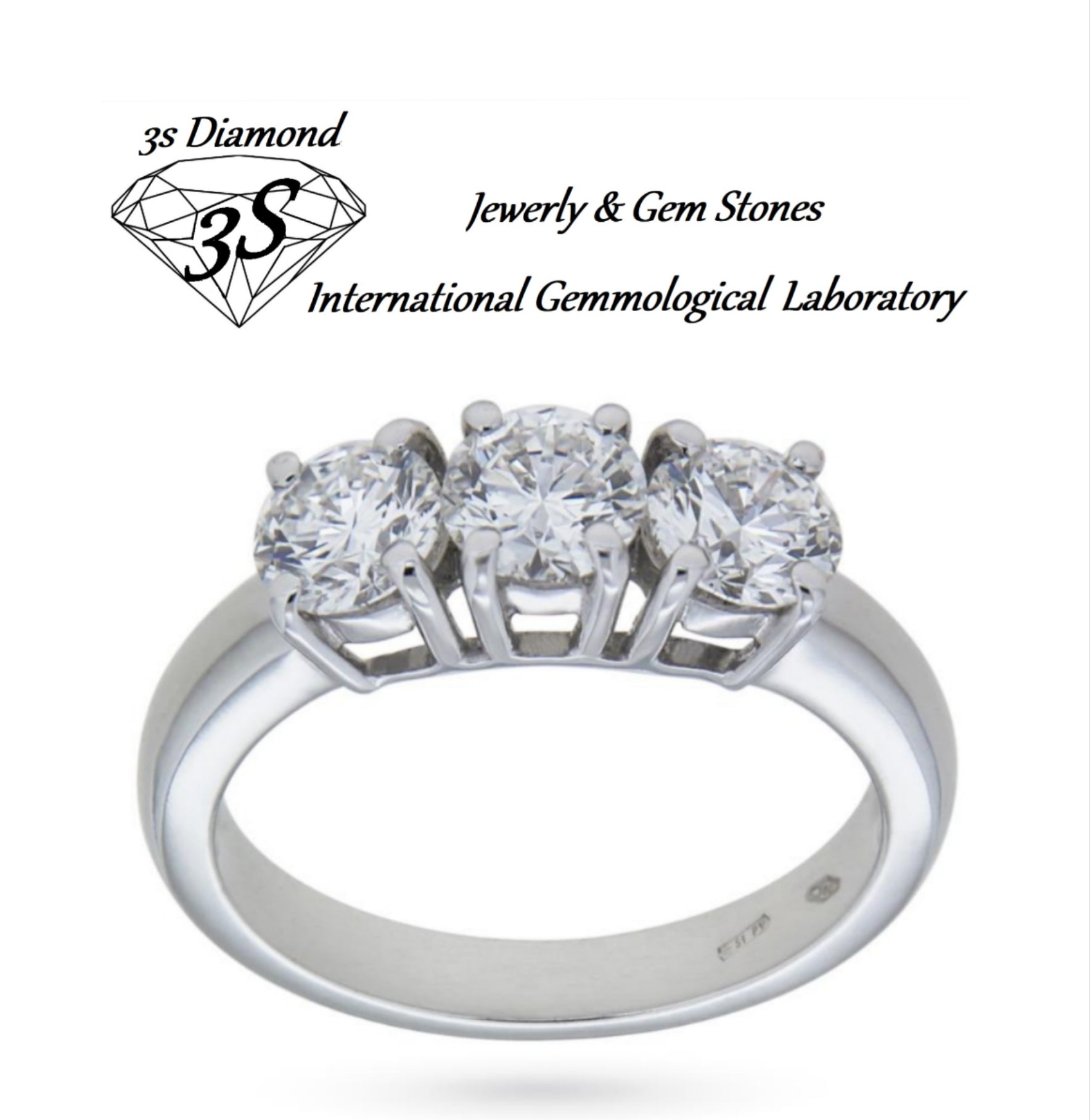 anello trilogy in oro bianco 18k con 3 diamanti naturali 1,50ct