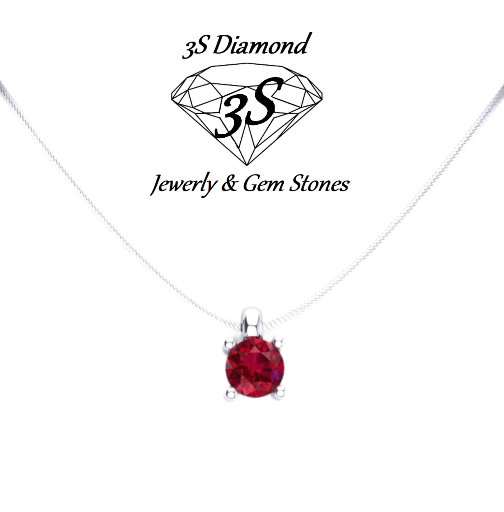 ciondolo punto  luce in oro bianco 18k e rubino naturale 0,50 ct