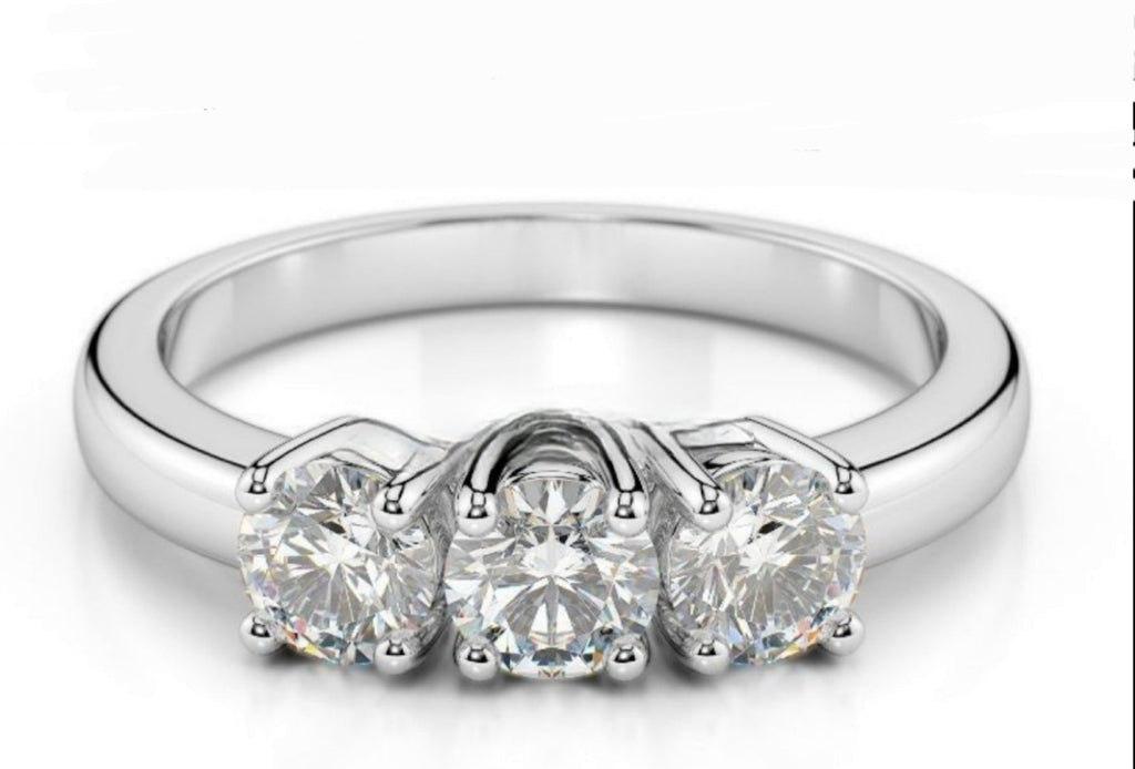 Anello trilogy , diamanti naturali 0.90ct certificato IGI D IF