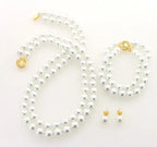 set completo di perla naturale australiana bianca collana bracciale e orecchino