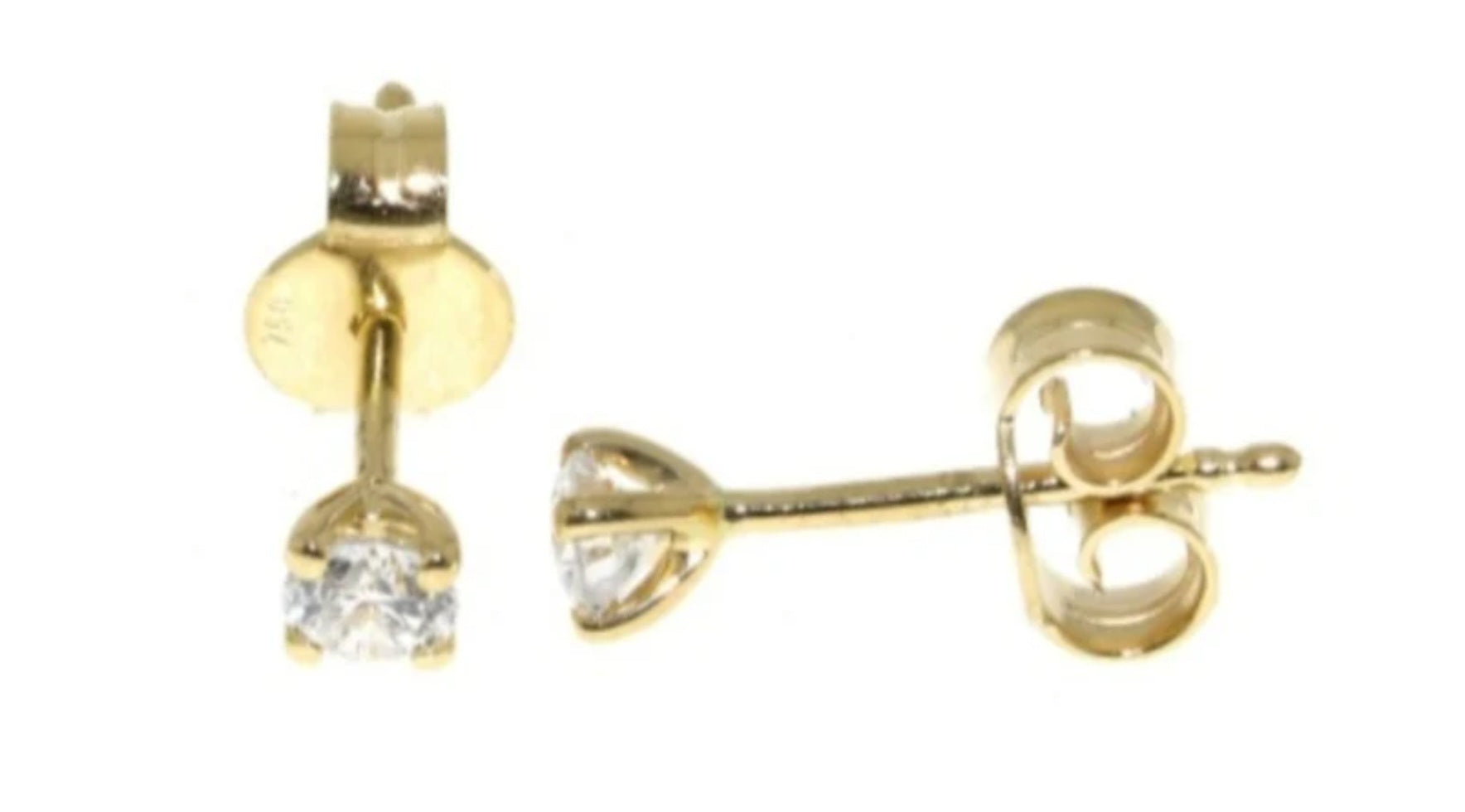 orecchini punto luce certificato HRD in oro giallo 18k e 2 diamanti naturali 0,25ct