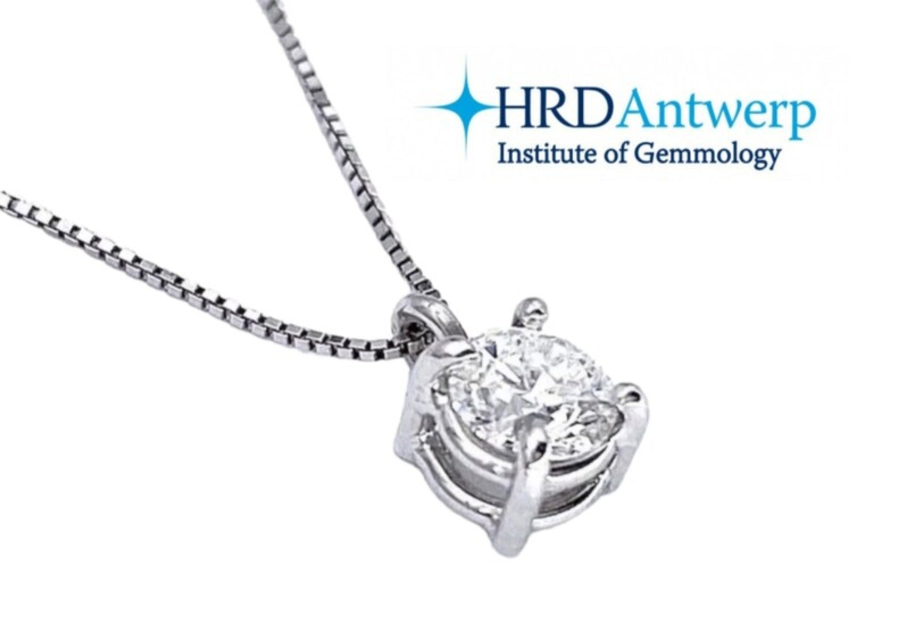 ciondolo punto luce certificato HRD In oro bianco e diamante naturale 0,15ct