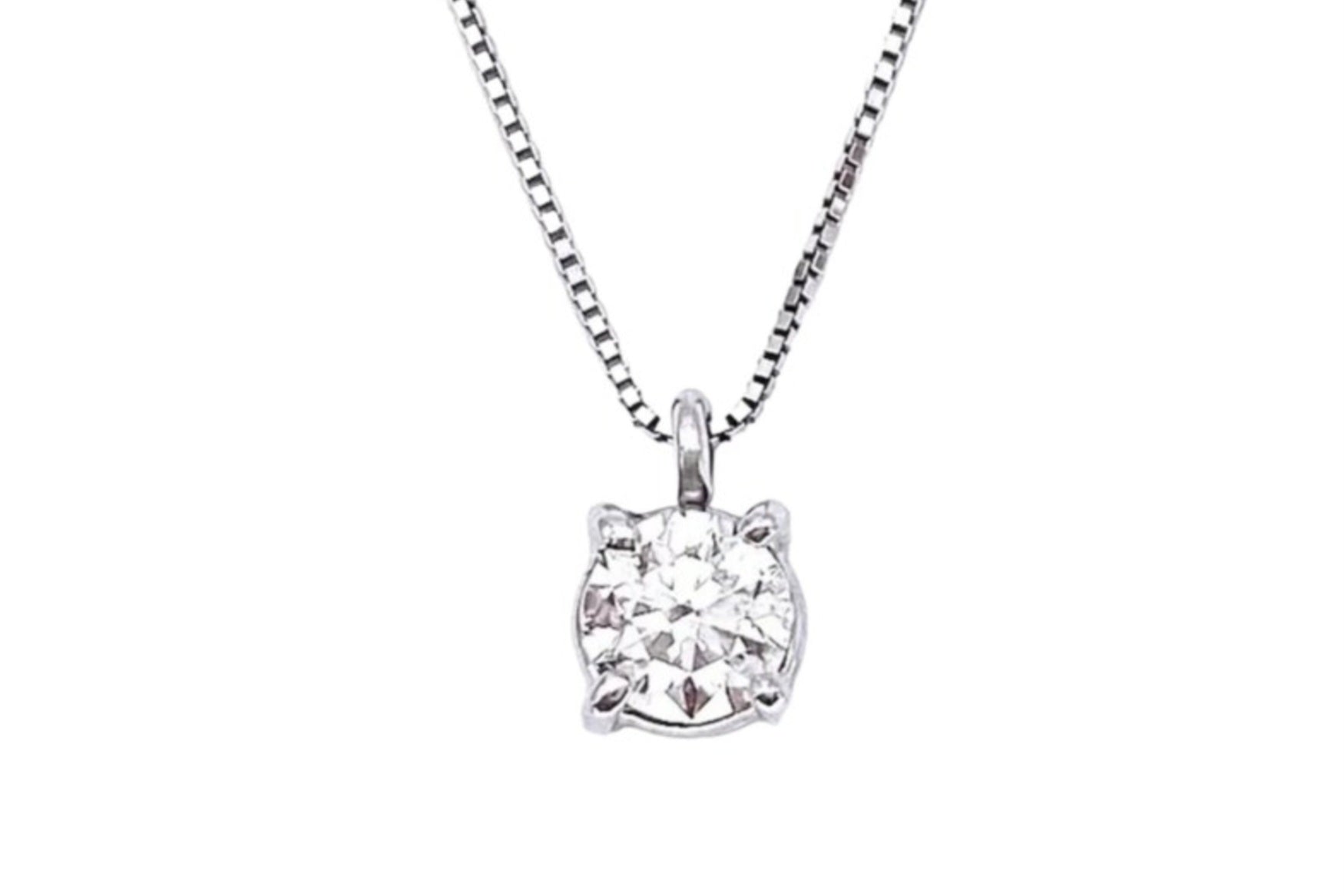 ciondolo punto luce certificato HRD In oro bianco e diamante naturale 0,15ct