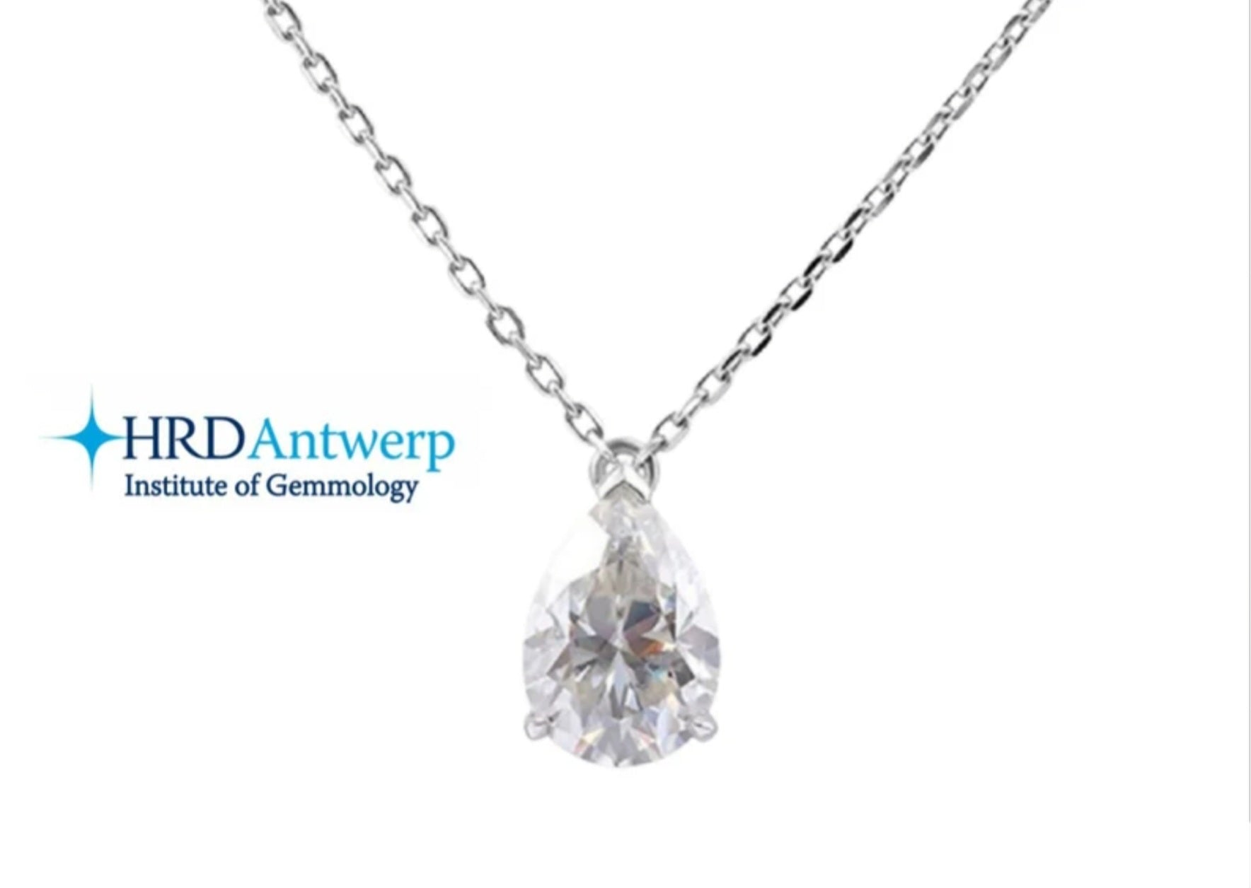 ciondolo punto luce taglio  gocce certificato HRD con diamante naturale 0,20ct