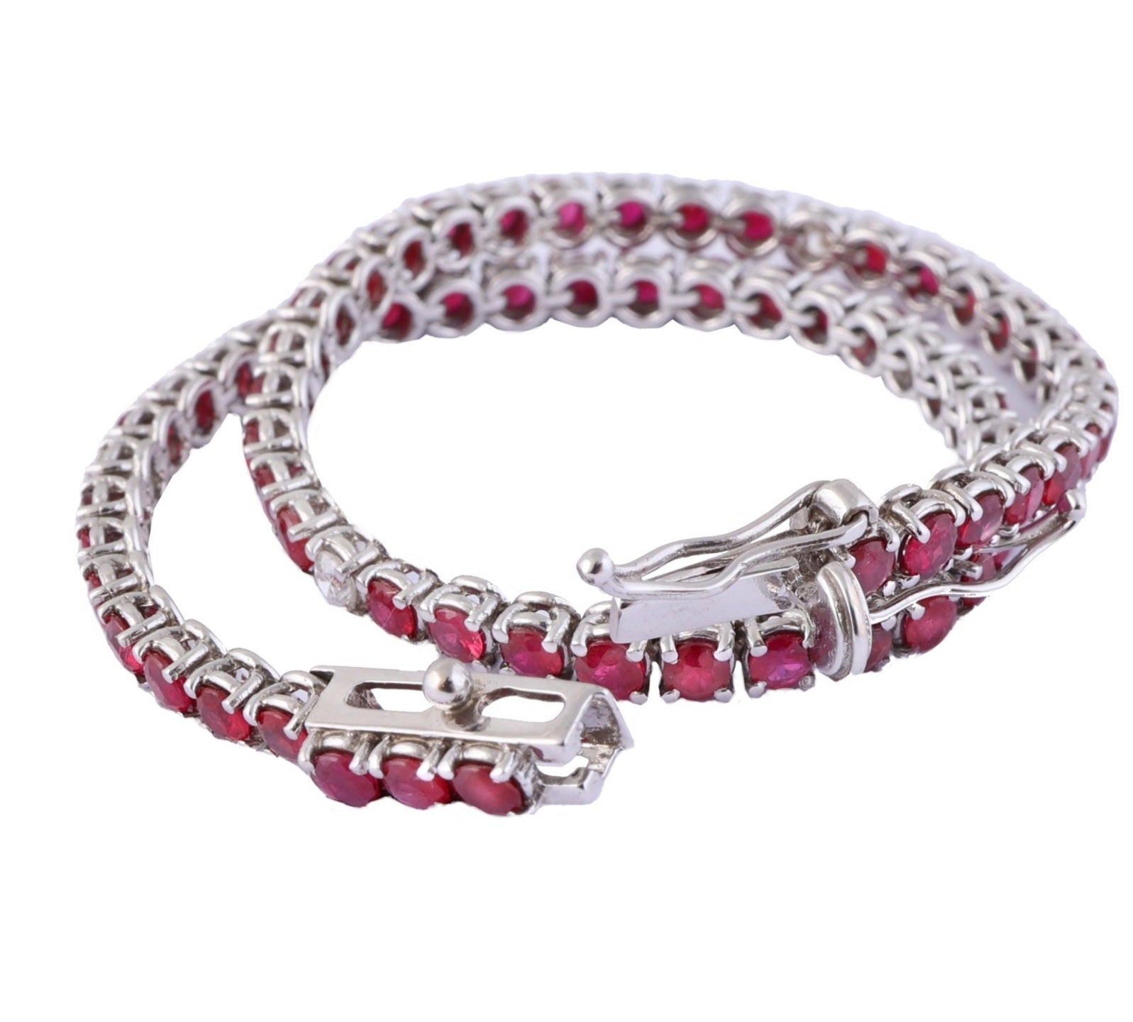 Bracciale - 18 carati Oro bianco - 6.68ct. tw. Rubino - Diamante