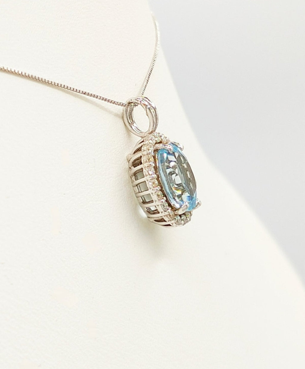 Collana - oro 18 carati Oro bianco Acquamarina - Diamante