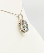 Collana - oro 18 carati Oro bianco Acquamarina - Diamante