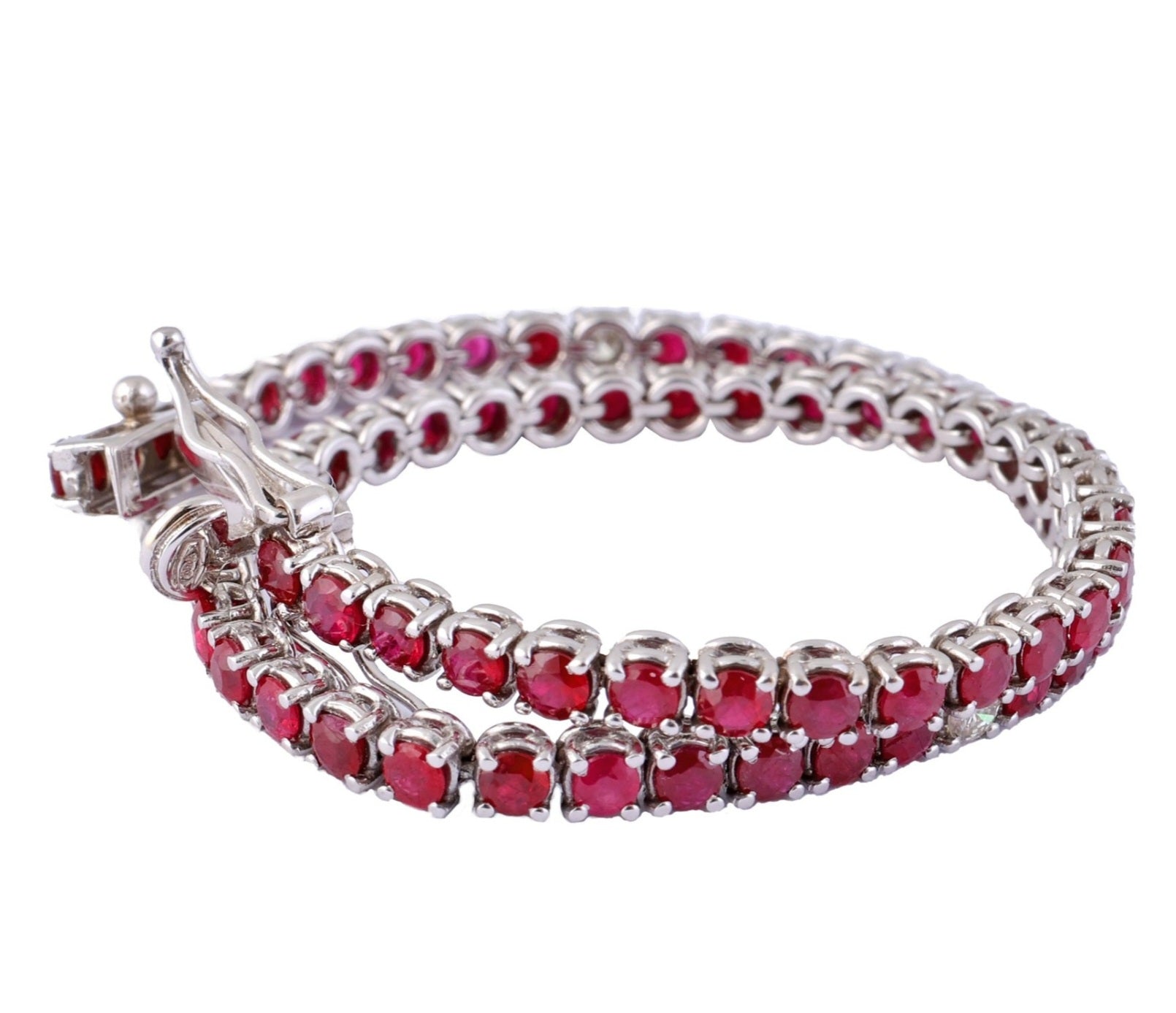 Bracciale - 18 carati Oro bianco - 6.68ct. tw. Rubino - Diamante
