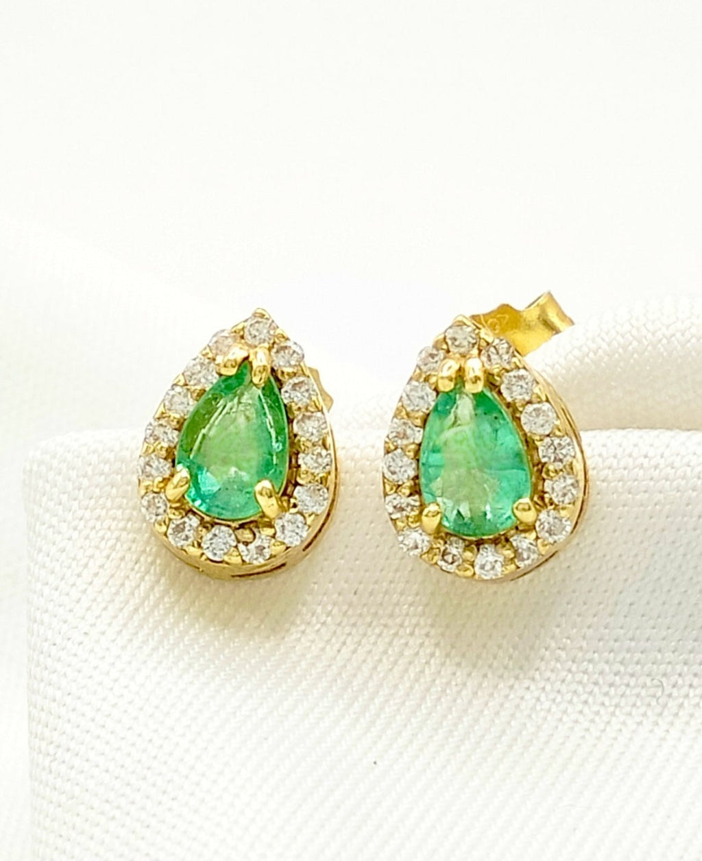 Orecchini - 18 carati Oro giallo Smeraldo - Diamante