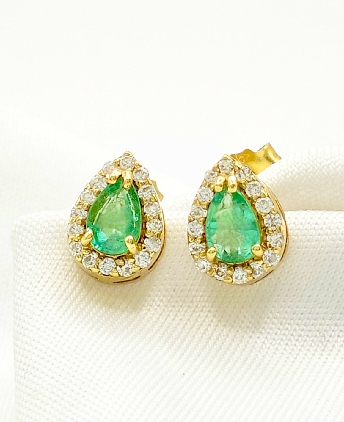 Orecchini - 18 carati Oro giallo Smeraldo - Diamante