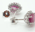 Orecchini - 18 carati Oro bianco Rubino - Diamante