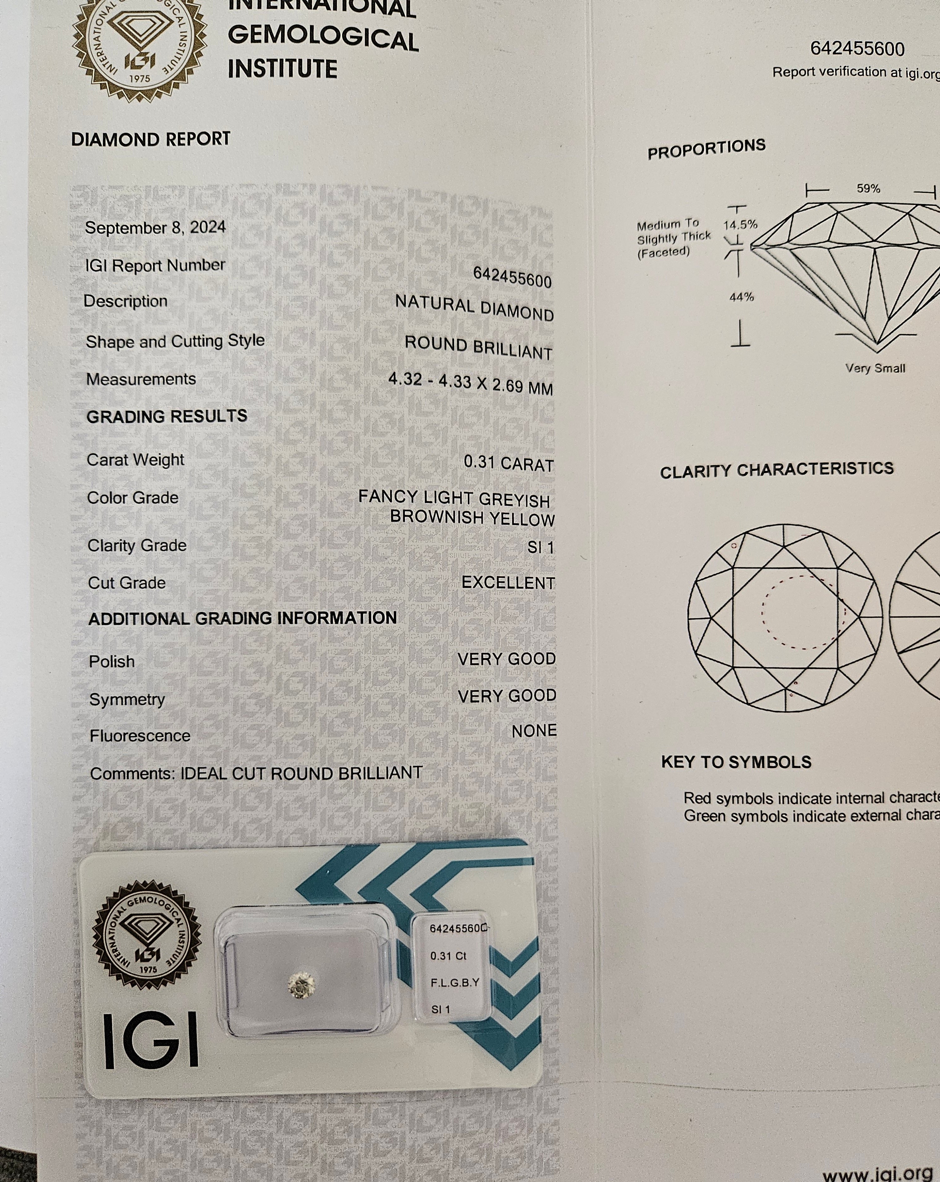 diamanti naturali certificato IGI  0.31ct