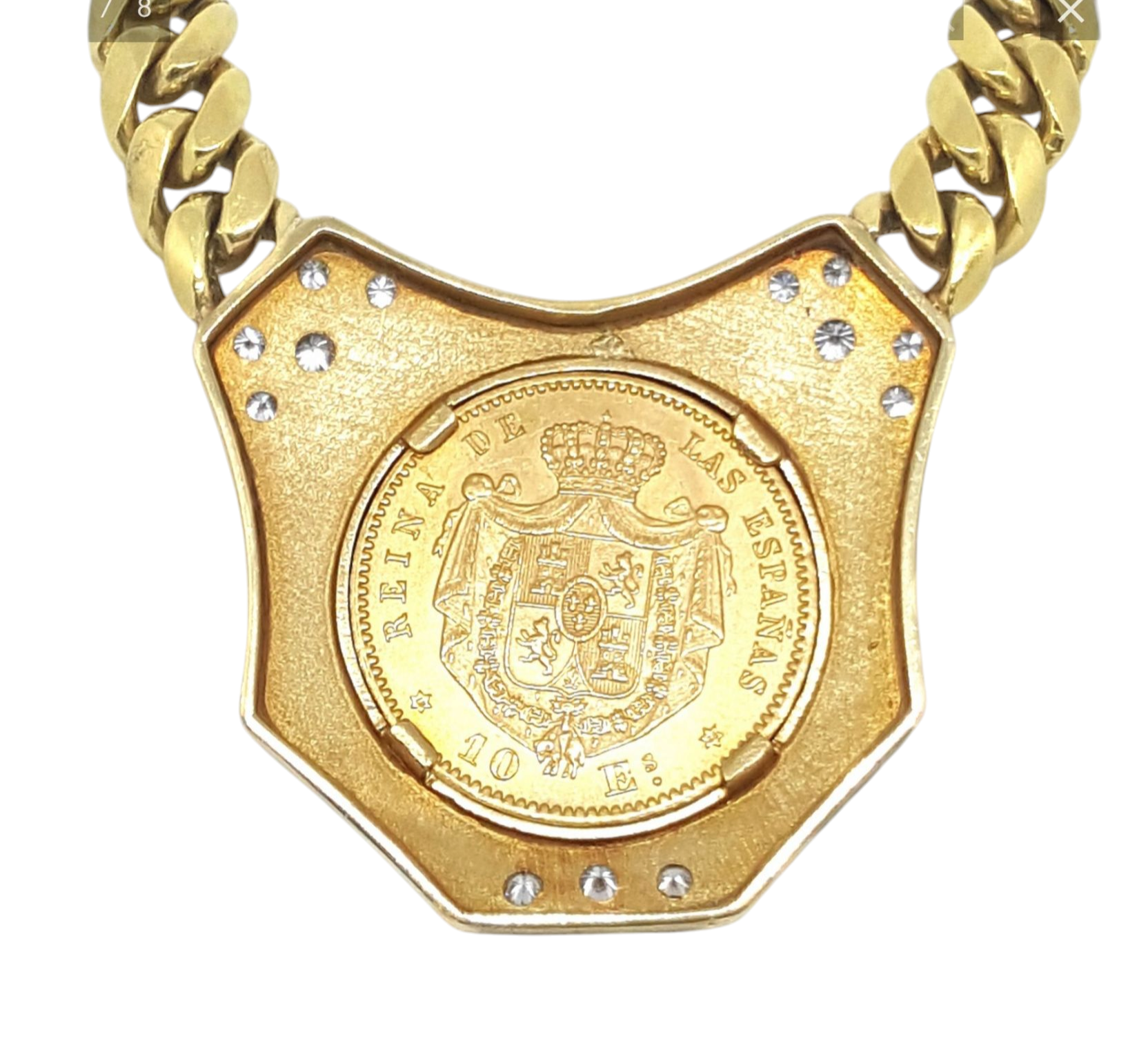 Collana in oro giallo 18k  con diamanti naturali 0.81 ct e sterline d'oro
