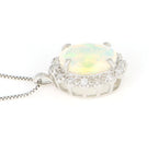 Collana in oro bianco 18k e diamante naturale e opale 1.60ct