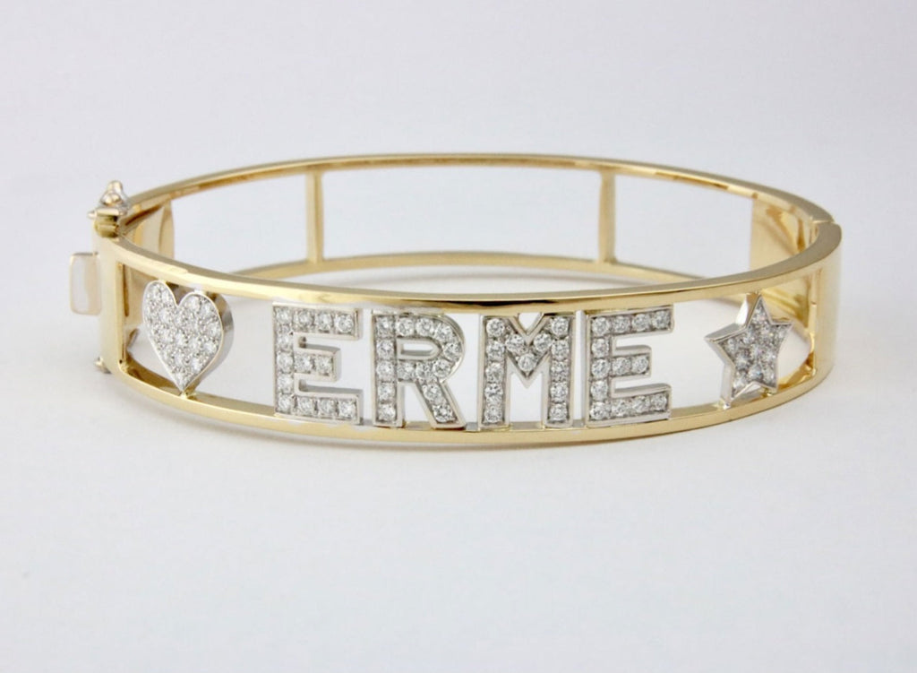 Bracciale personalizzato in oro bianco 18k e diamanti naturali