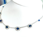 Collana collier tennis in oro bianco 18k e zaffiro e diamanti naturali 8ct