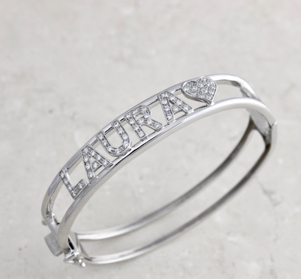 Bracciale personalizzato in oro bianco 18k e diamanti naturali