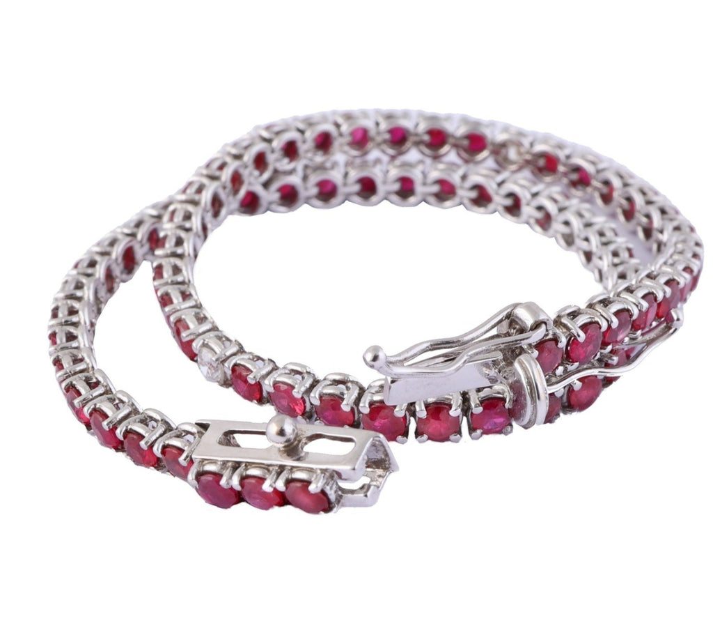 Bracciale - 18 carati Oro bianco - 4.30ct. tw. Rubino - Diamante