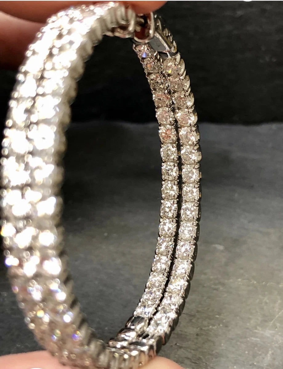 Orecchini a cerchio oro bianco 18k diamanti Naturali 10,50 ct