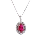 Collana in oro bianco 18k diamanti naturali e rubino naturale 2.12ct