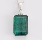 Collana in oro bianco 18k con smeraldo naturale colombiano 5.20ct