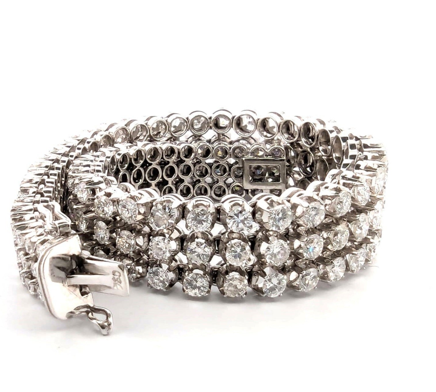 Bracciale Tennis - 18 carati Oro bianco, 14 ct Diamante (Naturale)