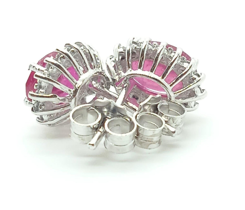 Orecchini - 18 carati Oro bianco Rubino - Diamante