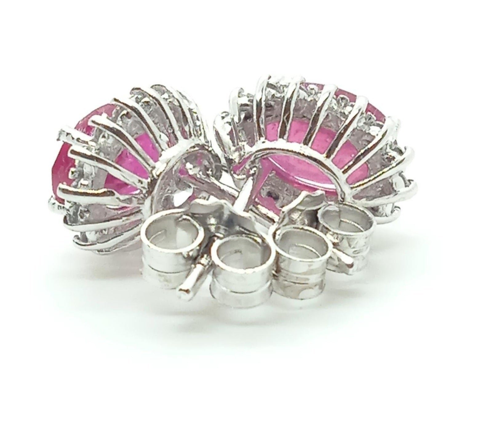 Orecchini - 18 carati Oro bianco Rubino - Diamante