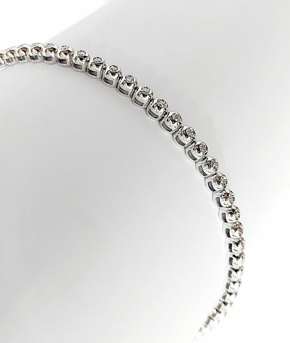 bracciale tennis a cipollina in oro bianco 18k e diamanti naturali 1,5 ct