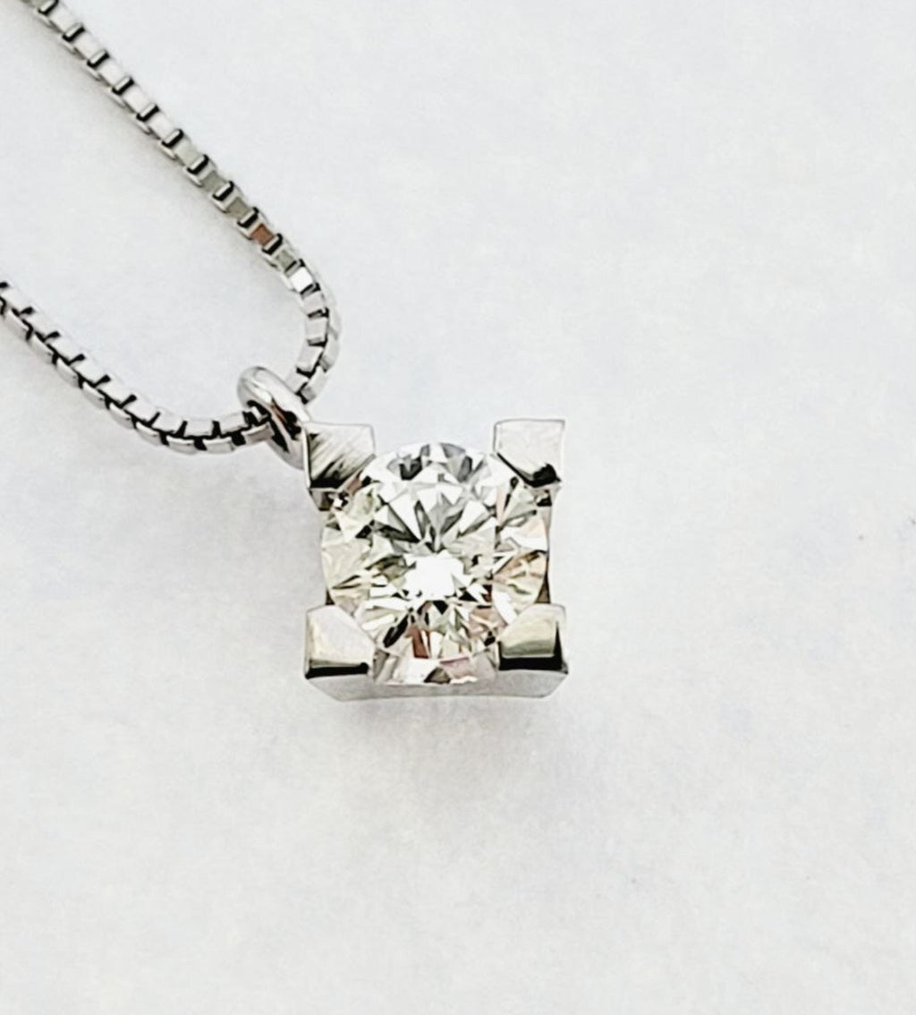 Collana con ciondolo -18 carati Oro bianco Diamante (Naturale) - Diamante 0.10ct