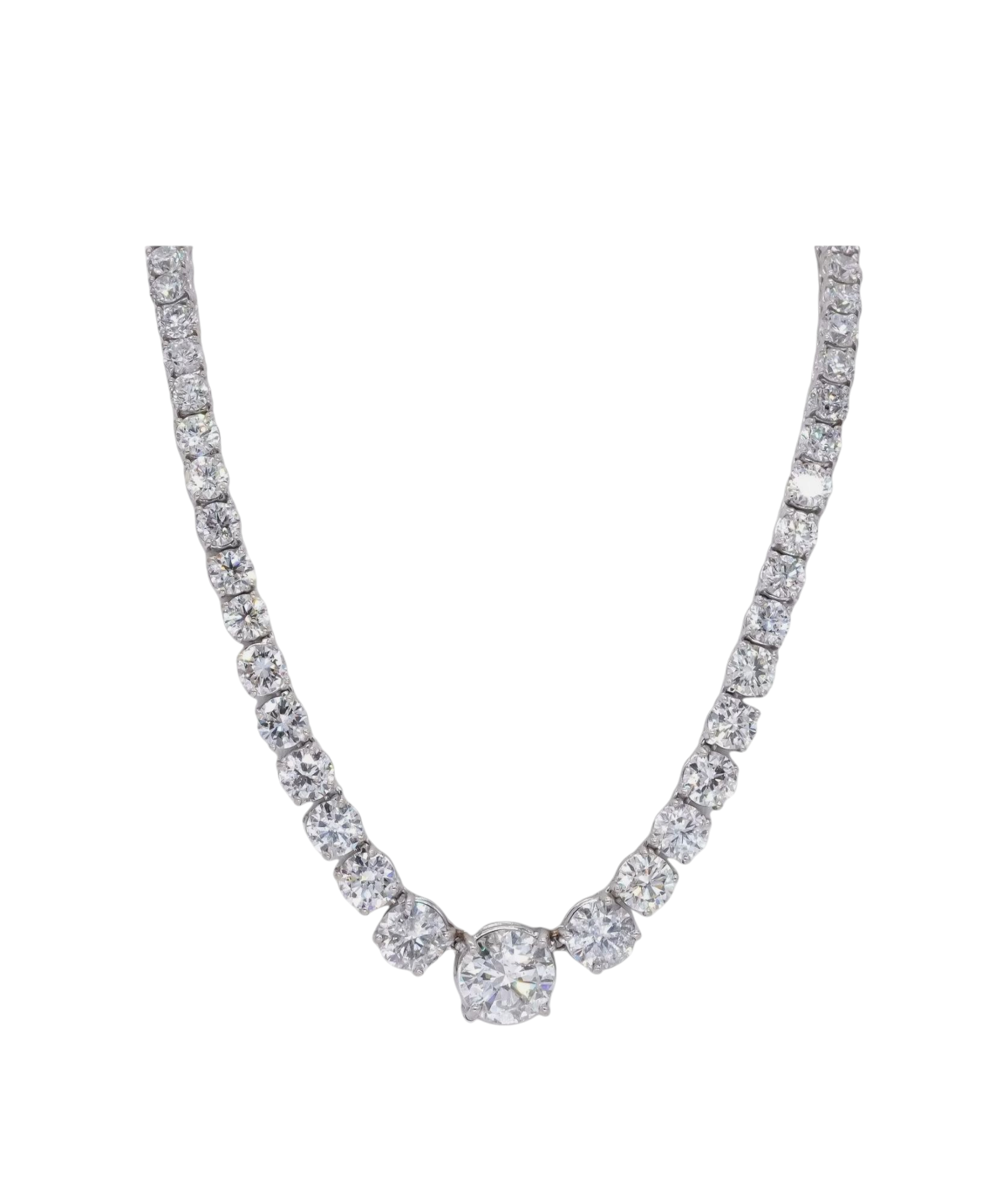Collana tennis in oro bianco e diamanti naturali 57 ct
