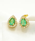 Orecchini - 18 carati Oro giallo Smeraldo - Diamante