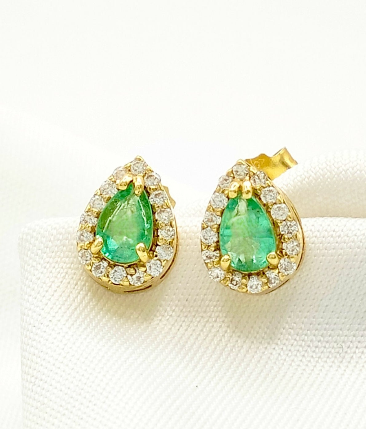 Orecchini - 18 carati Oro giallo Smeraldo - Diamante