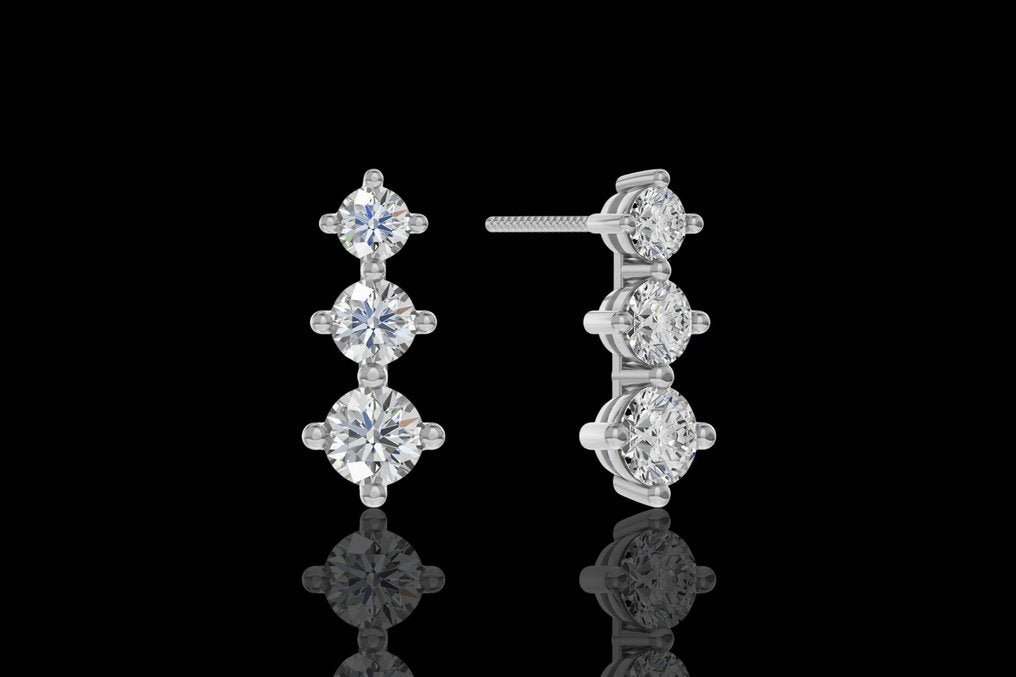 Orecchini - 18 carati Oro bianco - 0.90ct. tw. Diamante (Naturale)