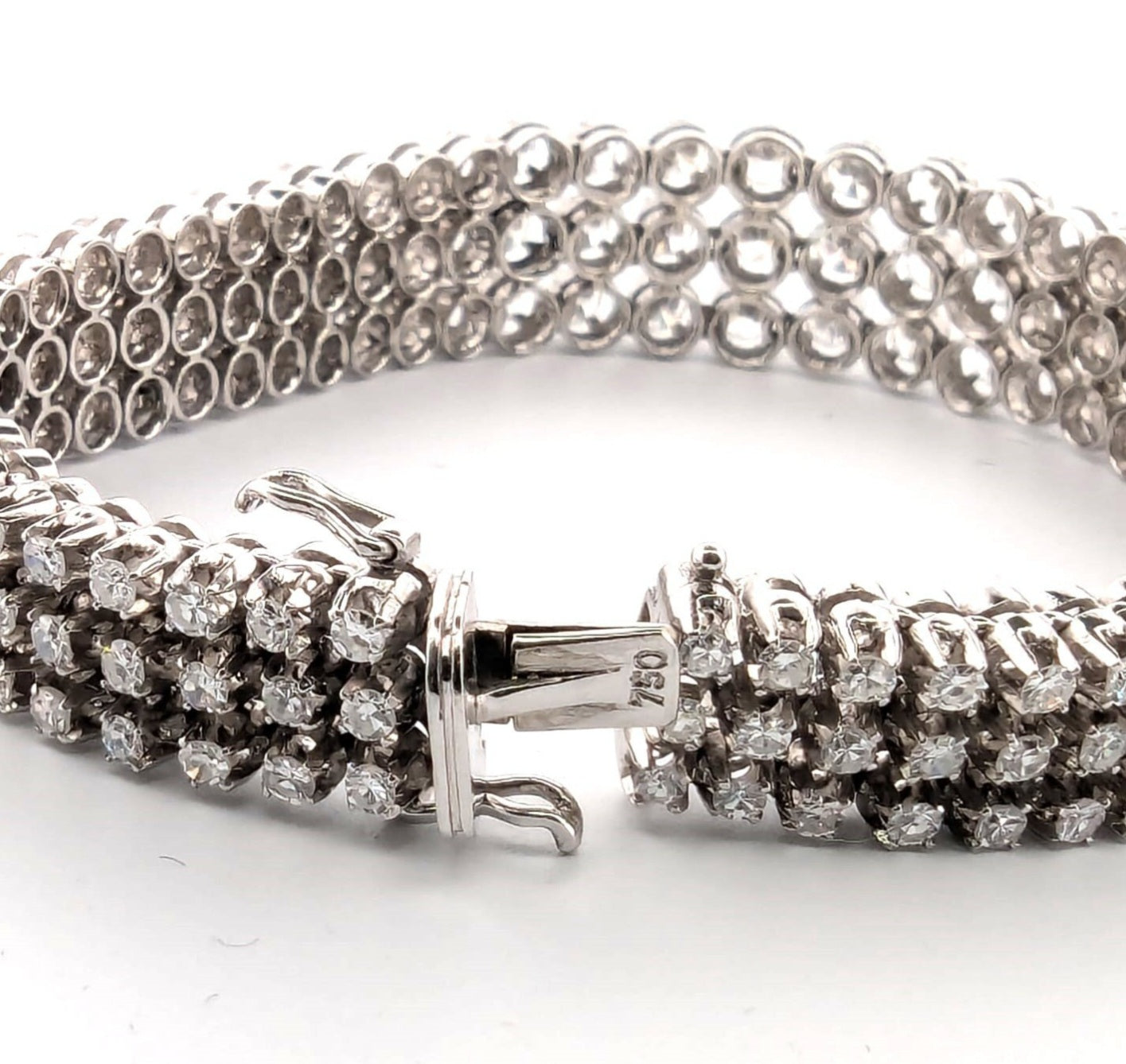 Bracciale Tennis - 18 carati Oro bianco, 14 ct Diamante (Naturale)
