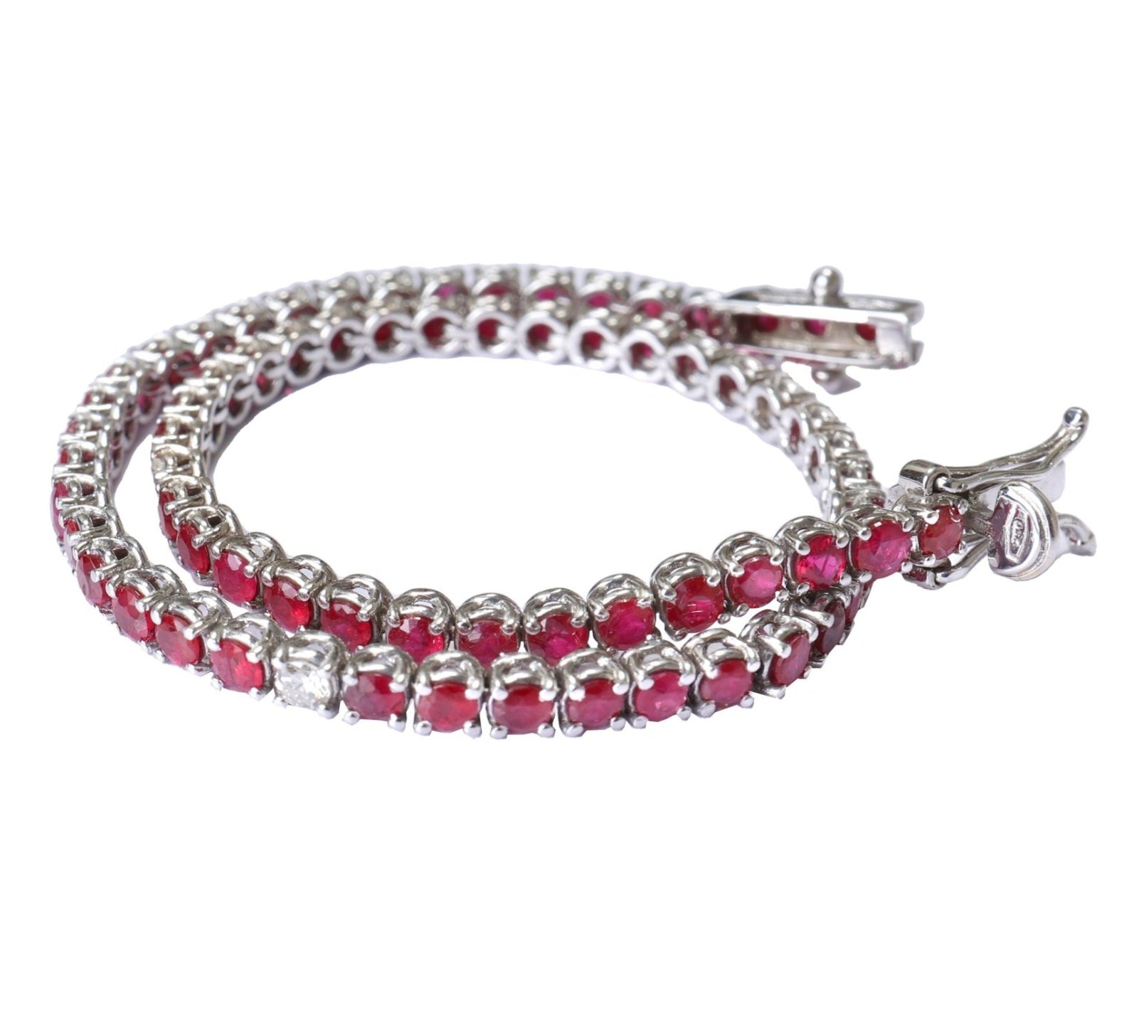 Bracciale - 18 carati Oro bianco - 6.68ct. tw. Rubino - Diamante