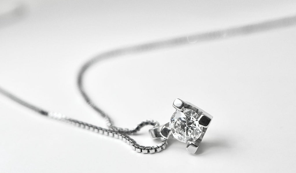 Collana con ciondolo -18 carati Oro bianco Diamante (Naturale) - Diamante 0.10ct